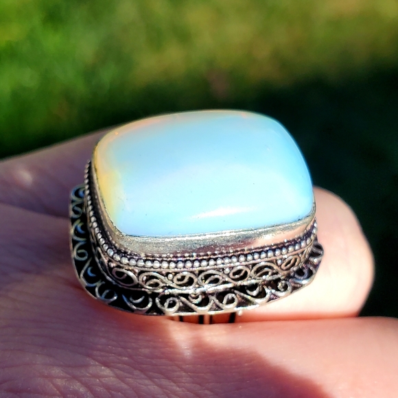 New Opal Opalite 925 Silver Statement Ring. - Picture 11 of 16